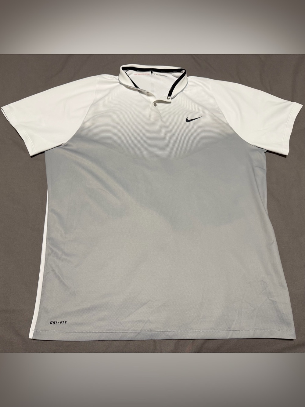 Nike Golf Tiger Woods Polo Shirt Mens XXL Gray Color Fade Dri-FIT Performance